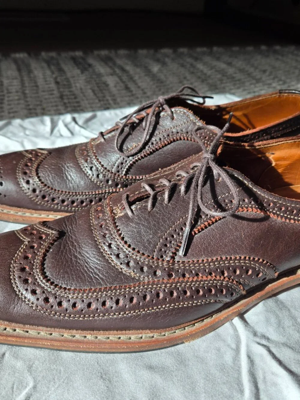 Allen Edmonds 4709 Neumok 2.0 Wingtip Oxford Brown Leather Shoes Men's 11B US